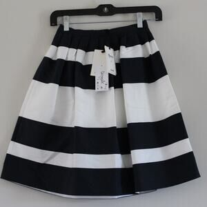 NWT Bonpoint Girls Concerto Pleated Navy Blue and White Stripe‎ Skirt 12